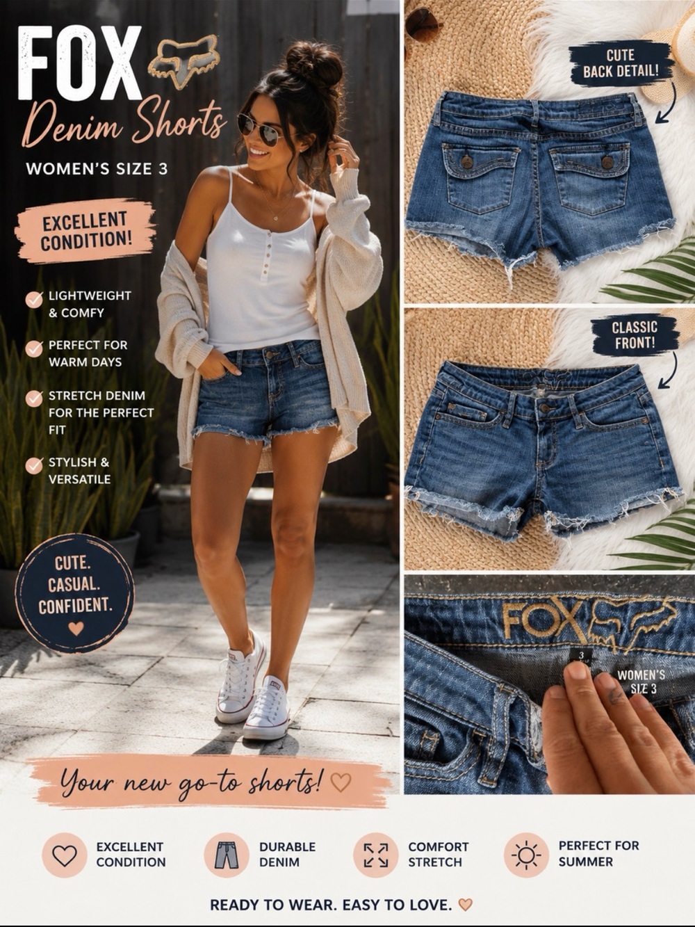 Fox Women's Blue Distressed Denim Cutoff Shorts